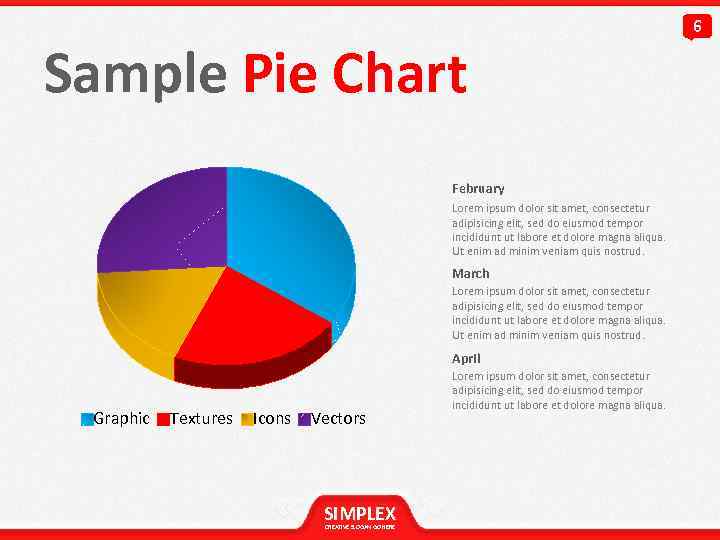Sample Pie Chart February Lorem ipsum dolor sit amet, consectetur adipisicing elit, sed do