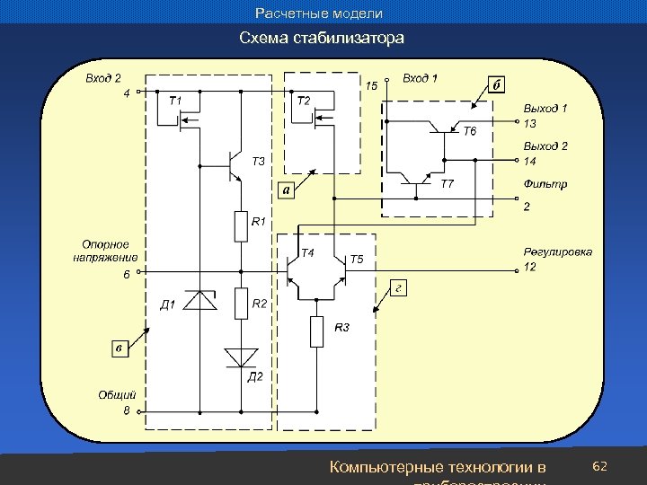 Расчетные модели Схема стабилизатора Компьютерные технологии в 62 