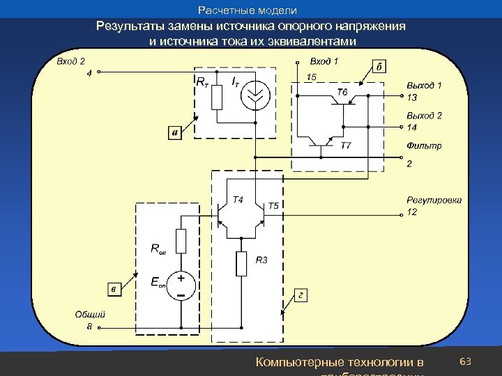 Расчетные модели Результаты замены источника опорного напряжения и источника тока их эквивалентами Компьютерные технологии