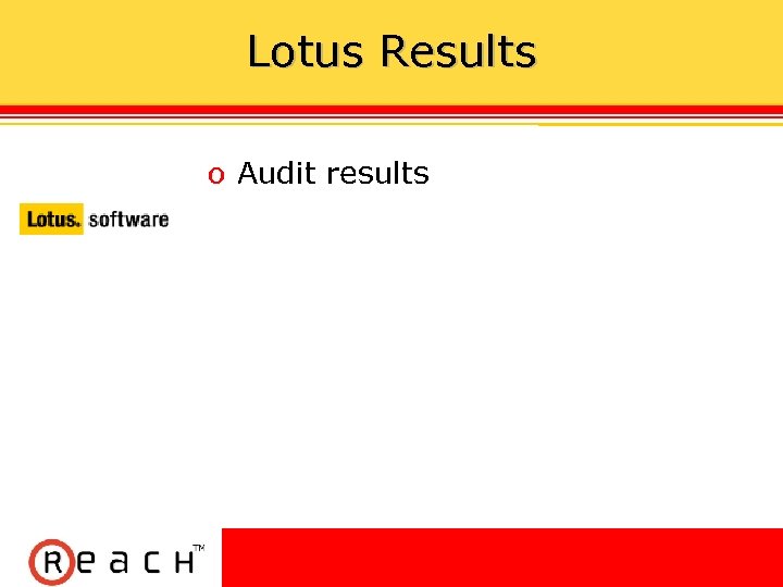 Lotus Results ס Audit results 