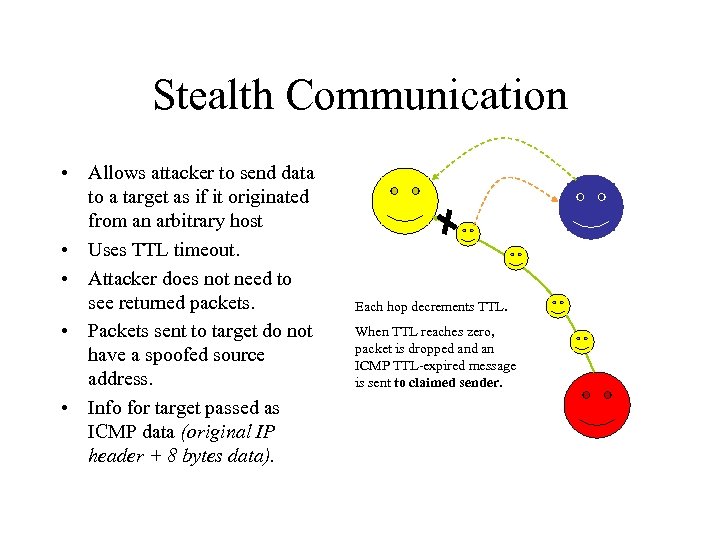 Stealth Communication • Allows attacker to send data to a target as if it