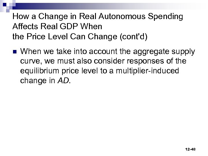 How a Change in Real Autonomous Spending Affects Real GDP When the Price Level