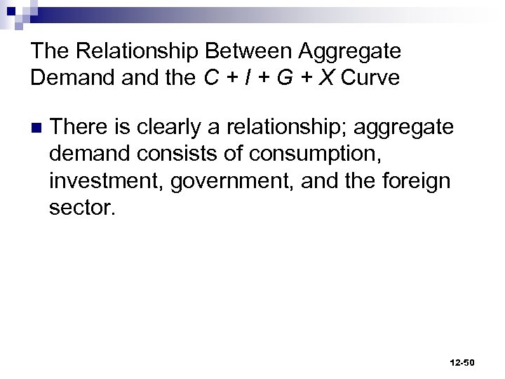 The Relationship Between Aggregate Demand the C + I + G + X Curve