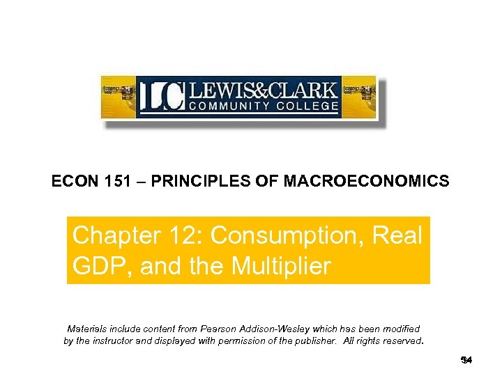 End of ECON 151 – PRINCIPLES OF MACROECONOMICS Chapter 10 Chapter 12: Consumption, Real