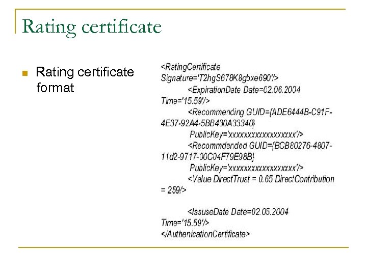 Rating certificate n Rating certificate format 