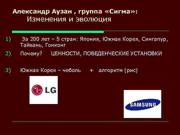 Александр Аузан , группа «Сигма» : Изменения и эволюция 1) За 200 лет –