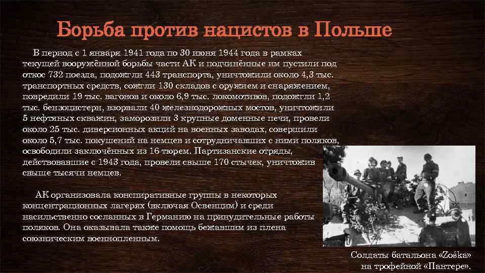 Борьба против нацистов в Польше В период с 1 января 1941 года по 30