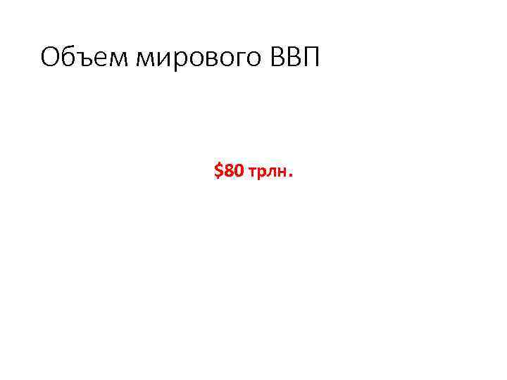 Объем мирового ВВП $80 трлн. 