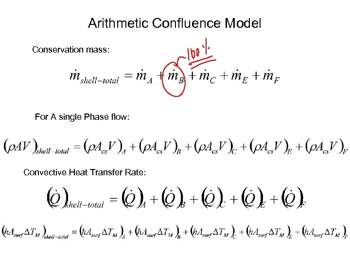 Arithmetic Confluence Model Conservation mass: For A single Phase flow: Convective Heat Transfer Rate: