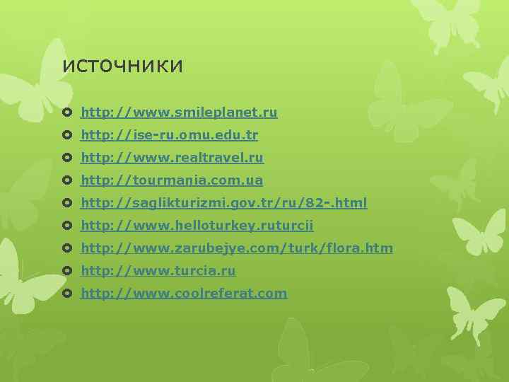 источники http: //www. smileplanet. ru http: //ise-ru. omu. edu. tr http: //www. realtravel. ru