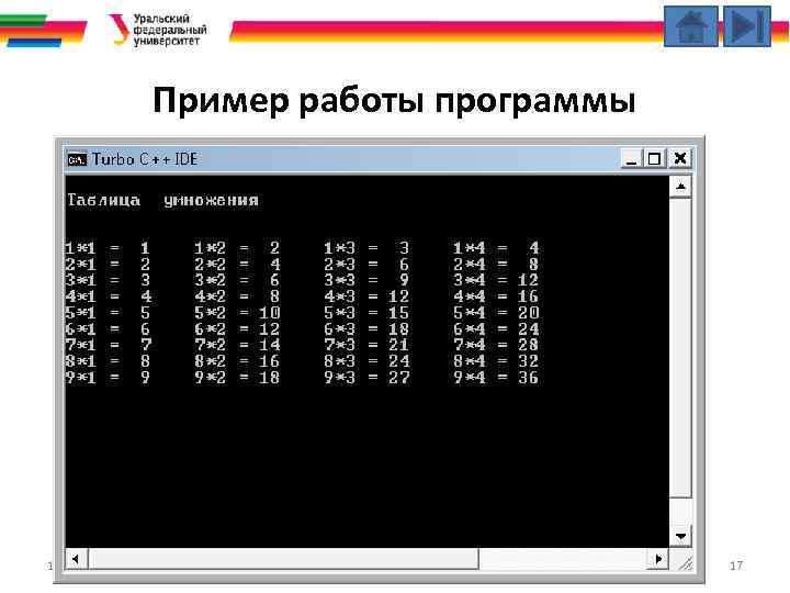 Пример работы программы 13. 02. 2018 каф. РТС дисциплина Информатика 17 