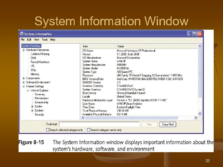 System Information Window 33 