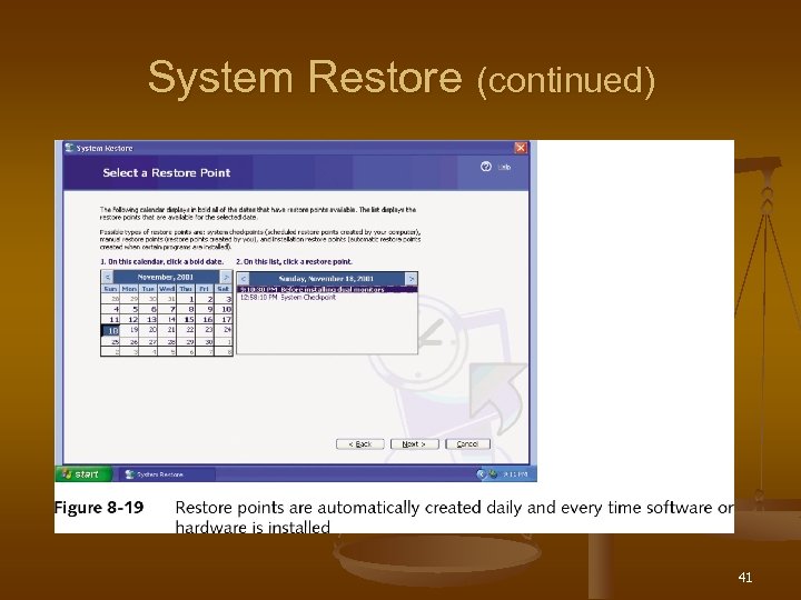 System Restore (continued) 41 