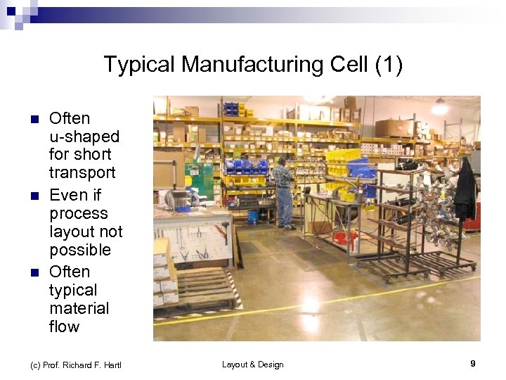 Typical Manufacturing Cell (1) n n n Often u-shaped for short transport Even if