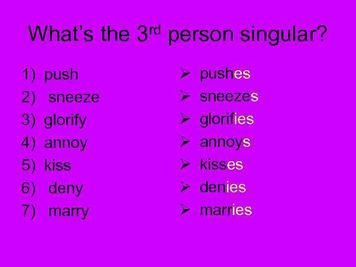 What’s the 3 rd person singular? 1) 2) 3) 4) 5) 6) 7) push