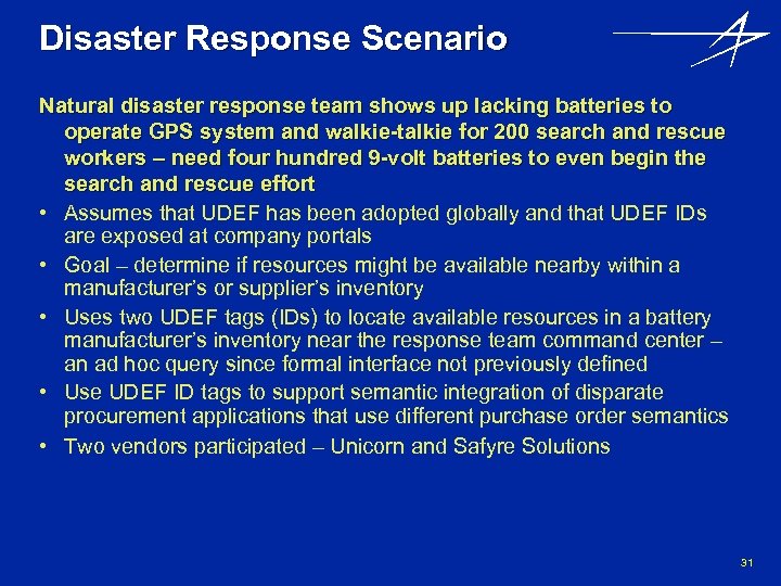 Disaster Response Scenario Natural disaster response team shows up lacking batteries to operate GPS