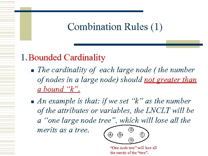 Combination Rules (1) 1. Bounded Cardinality n n The cardinality of each large node