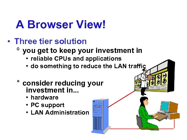 A Browser View! • Three tier solution º you get to keep your investment