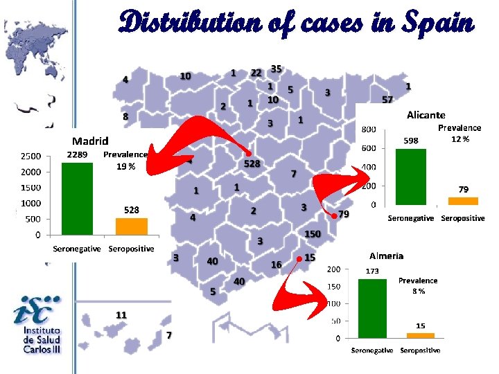 Distribution of cases in Spain 