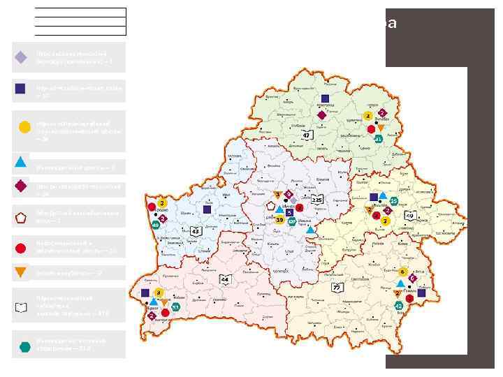  Парк высоких технологий (монофункциональный) — 1 Научно-технологические парки — 10 Научно-производственные (научно-практические) центры