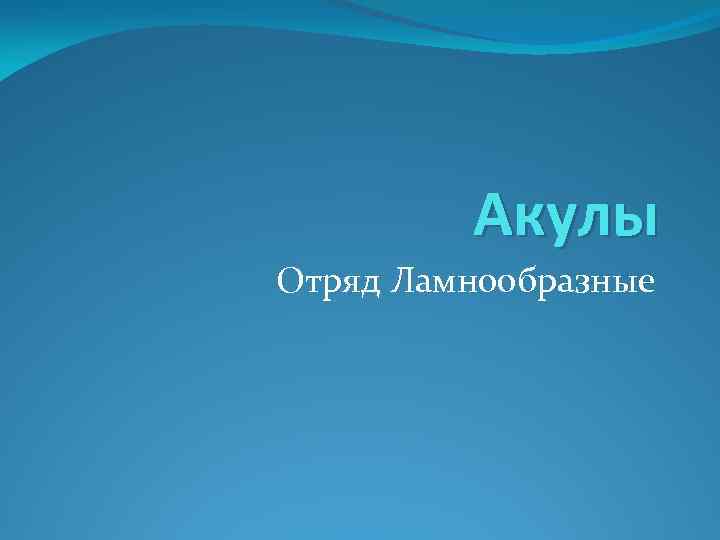 Акулы Отряд Ламнообразные 