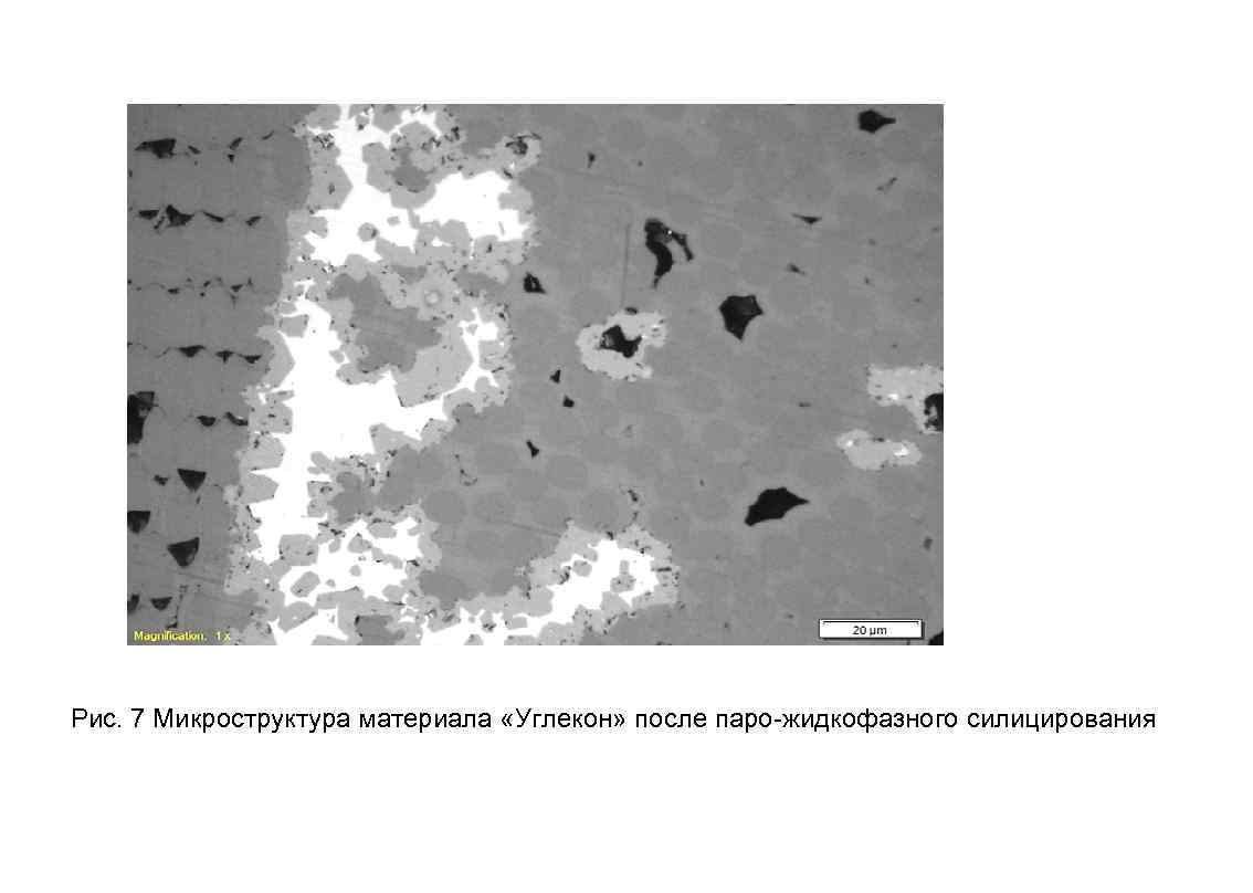 Рис. 7 Микроструктура материала «Углекон» после паро-жидкофазного силицирования 