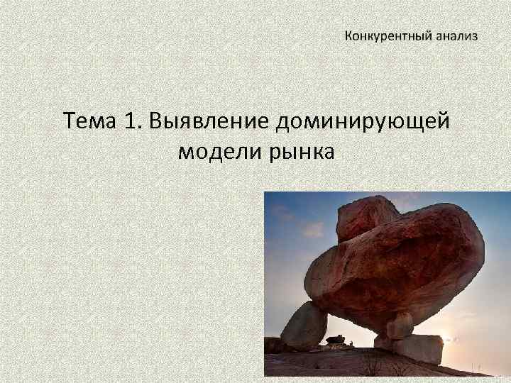 Тема 1. Выявление доминирующей модели рынка 