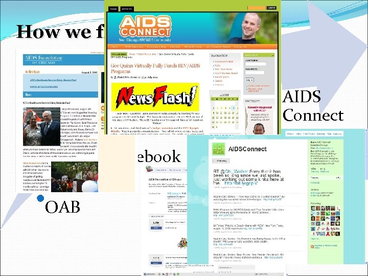 How we flow Twitter Facebook OAB AIDS Connect 