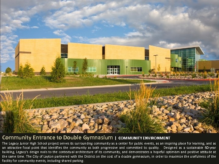 Community Entrance to Double Gymnasium | COMMUNITY ENVIRONMENT The Legacy Junior High School project