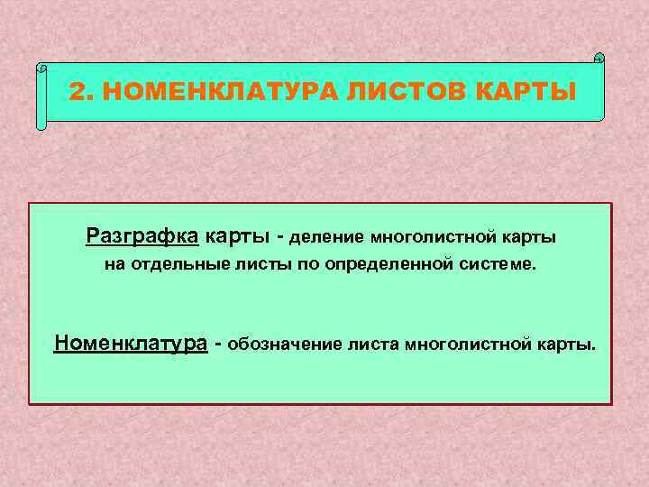 2. НОМЕНКЛАТУРА ЛИСТОВ КАРТЫ Разграфка карты - деление многолистной карты на отдельные листы по