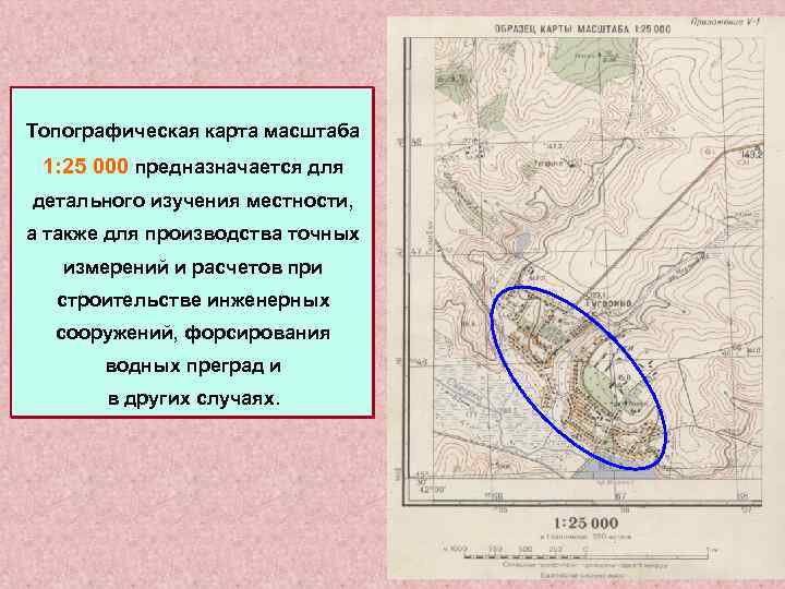  Топографическая карта масштаба 1: 25 000 предназначается для детального изучения местности, а также