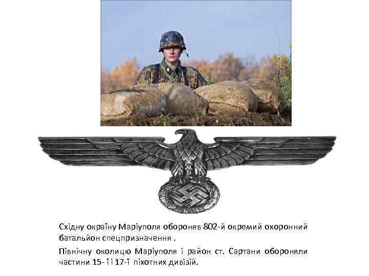 Східну окраїну Маріуполя обороняв 802 -й окремий охоронний батальйон спецпризначення. Північну околицю Маріуполя і