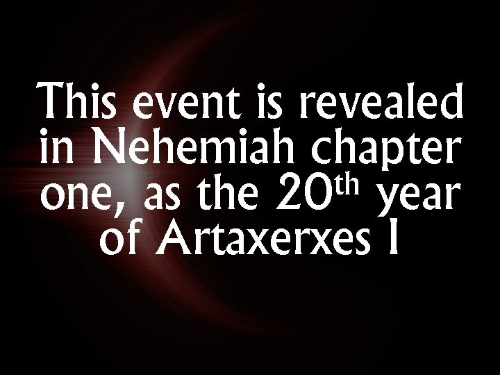 This event is revealed in Nehemiah chapter th year one, as the 20 of