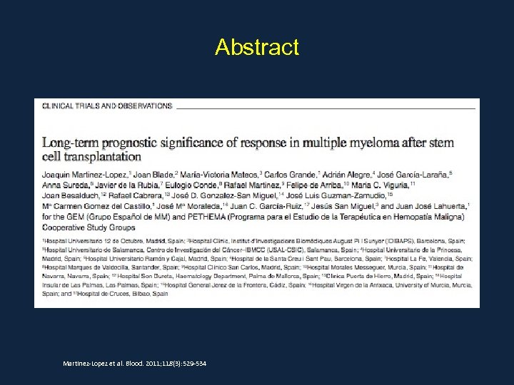 Abstract Martinez-Lopez et al. Blood. 2011; 118(3): 529 -534 