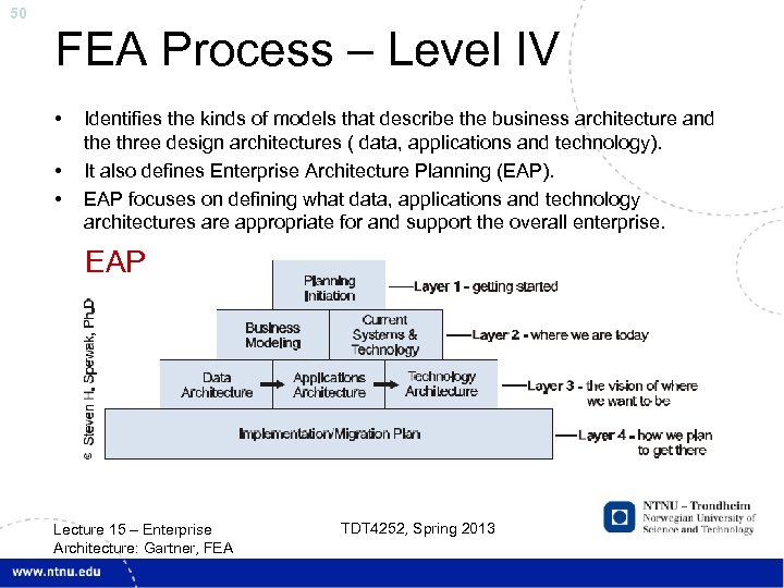 50 FEA Process – Level IV • • • Identifies the kinds of models