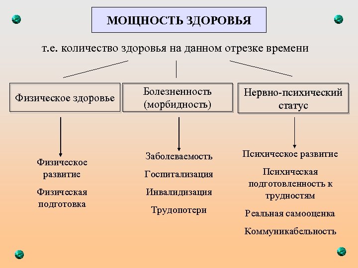 МОЩНОСТЬ ЗДОРОВЬЯ т. е. количество здоровья на данном отрезке времени Физическое здоровье Физическое развитие