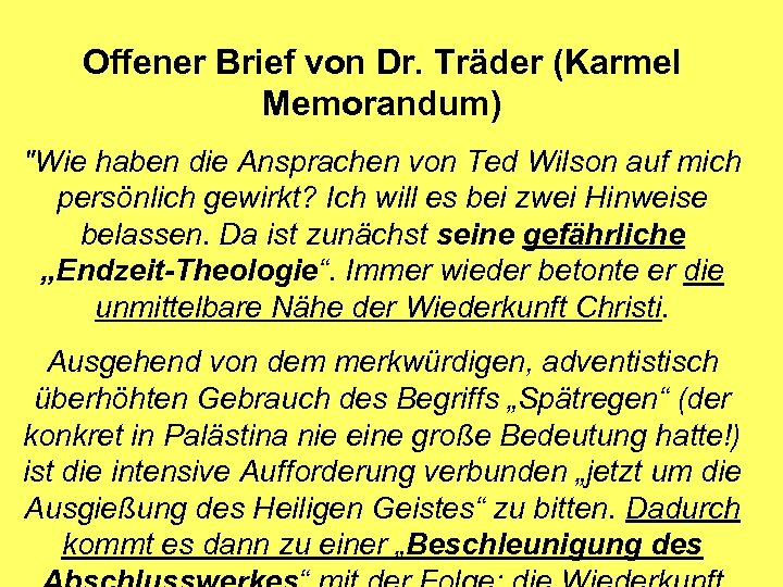 Offener Brief von Dr. Träder (Karmel Memorandum) 
