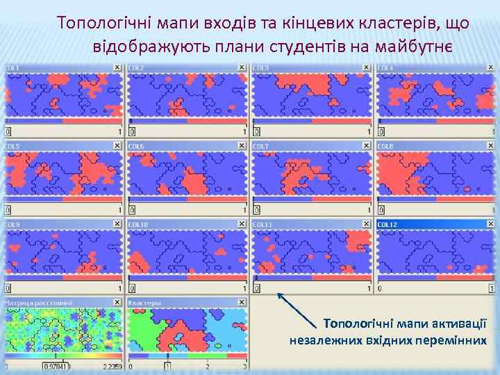 Топологічні мапи входів та кінцевих кластерів, що відображують плани студентів на майбутнє Топологічні мапи