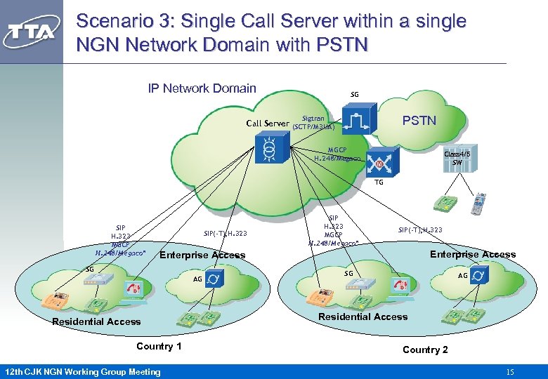 Scenario 3: Single Call Server within a single NGN Network Domain with PSTN IP