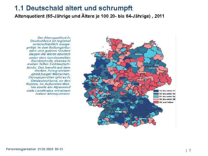 1. 1 Deutschald altert und schrumpft Altenquotient (65 -Jährige und Ältere je 100 20