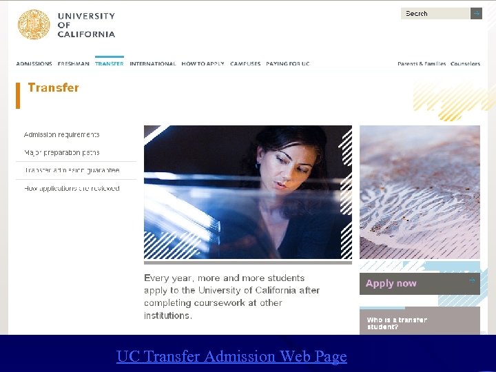 UC Transfer Admission Web Page 