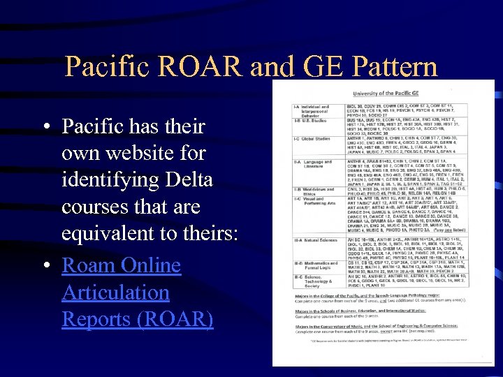 Pacific ROAR and GE Pattern • Pacific has their own website for identifying Delta