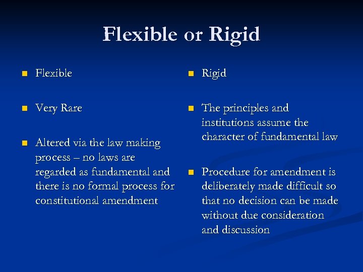 Flexible or Rigid n Flexible n Rigid n Very Rare n n Altered via