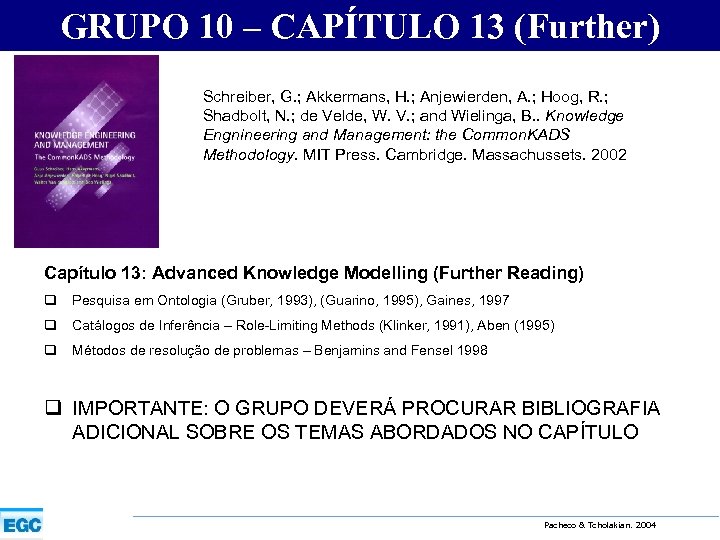 GRUPO 10 – CAPÍTULO 13 (Further) Schreiber, G. ; Akkermans, H. ; Anjewierden, A.