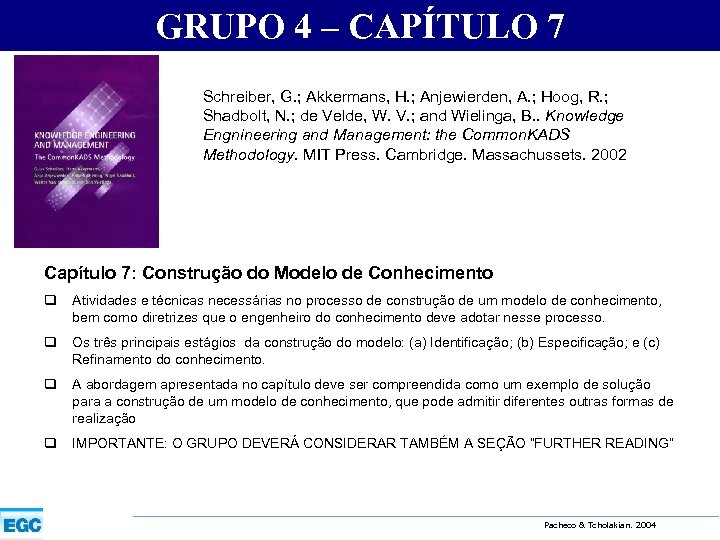 GRUPO 4 – CAPÍTULO 7 Schreiber, G. ; Akkermans, H. ; Anjewierden, A. ;