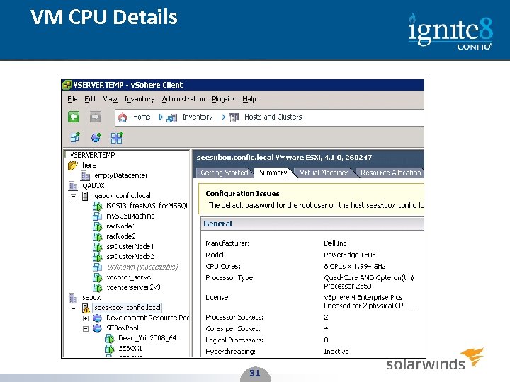 VM CPU Details 31 31 