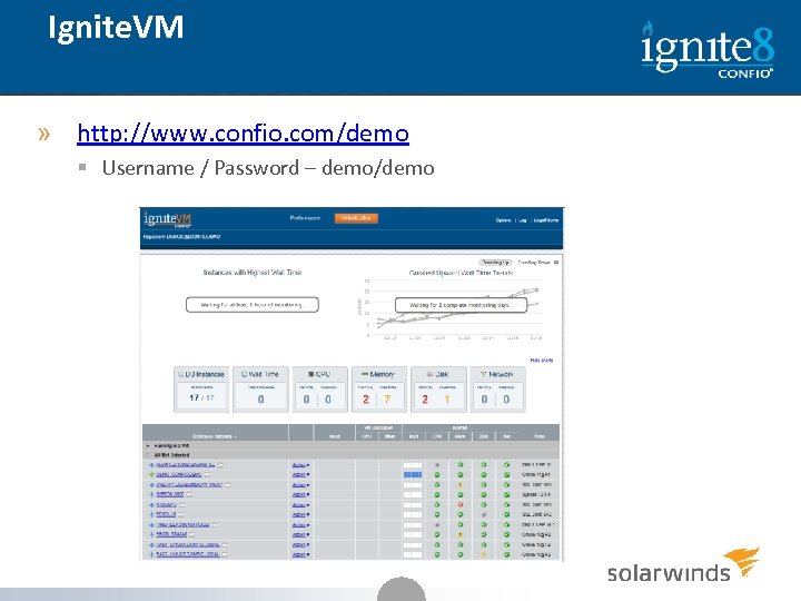 Ignite. VM » http: //www. confio. com/demo § Username / Password – demo/demo 38