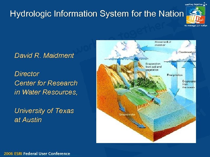 Hydrologic Information System for the Nation David R. Maidment Director Center for Research in