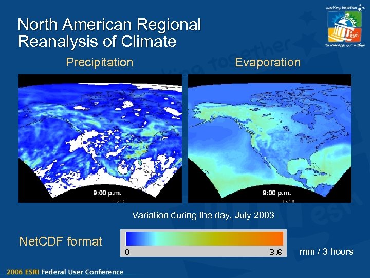 North American Regional Reanalysis of Climate Precipitation Evaporation Variation during the day, July 2003