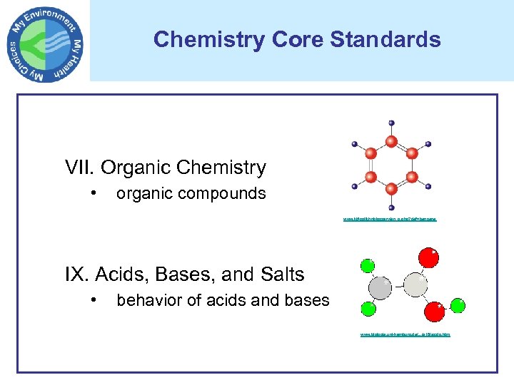 Chemistry Core Standards VII. Organic Chemistry • organic compounds www. ktf-split. hr/glossary/en_o. php? def=benzene